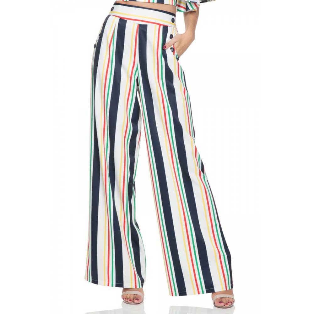 Hailey gestreepte broek met wijde pijpen Hailey gestreepte broek met wijde pijpen